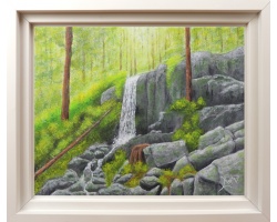 tableau-paysage-peinture-acrylique-cascade-merelle-gerardmer-encadr